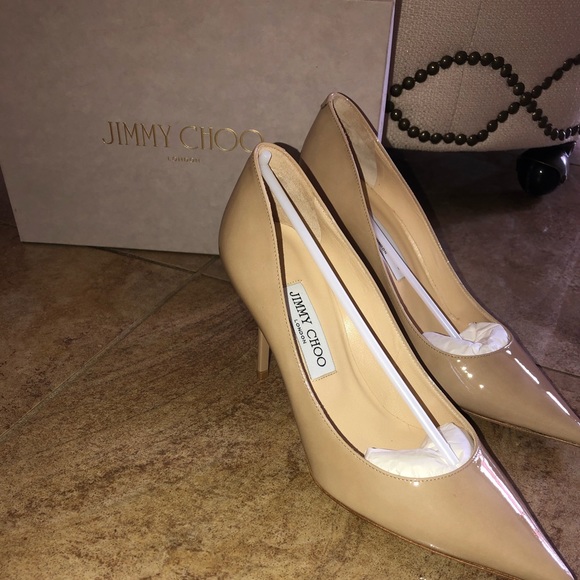 Jimmy Choo Agnes Patent Leather Pointed Toe Pumps - Picture 2 of 7